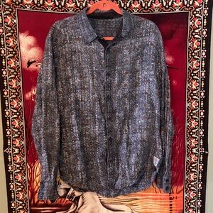 St. Somewhere Margaritaville Button Down Shirt Men’s L Blue Red Donut Print